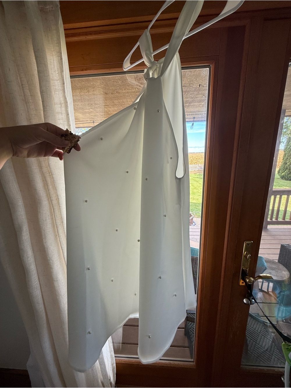 White Beaded Halter Mini Dress